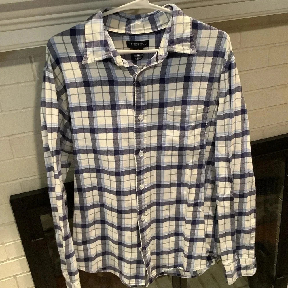 #167 Lands End Thick Soft Flannel Shirt Sz Medium